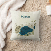 aquamarin-blaues Beige Kissen (Decke)
