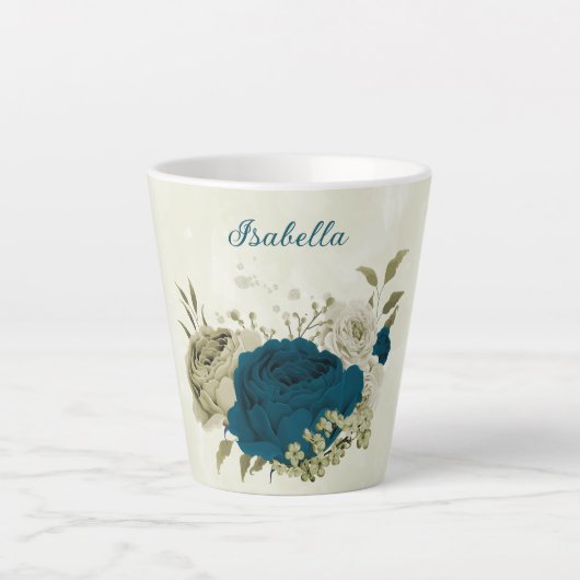 aquamarin-blaues Beige Milchtasse (Vorderseite)
