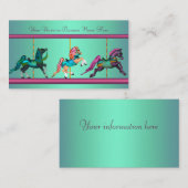 Aquamarin Blaues Lila Karussell Painted Horses Visitenkarte (Vorne/Hinten)