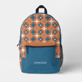Aquamarin-Blaues Minimalistisch-Modernes geometris Bedruckter Rucksack (Vorderseite)