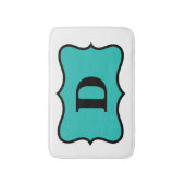 Aquamarin-blaues Monogramm-Initial-Zuhause Badematte (Vorderseite Vertikal)