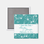 Aquamarin-blaues Save the Date Winterhochzeitmagaz Magnet (Vorderseite/Rückseite)