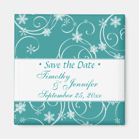 Aquamarin-blaues Save the Date Winterhochzeitmagaz Magnet (Vorne)