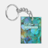 Aquamarin-blaugelb-rosa Hydrangeas Blume beste Mam Schlüsselanhänger (Vorderseite links)