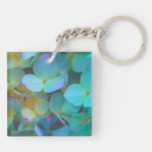 Aquamarin-blaugelb-rosa Hydrangeas Blume beste Mam Schlüsselanhänger (Rückseite)