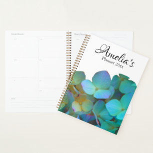 Aquamarin-blaugelb-rosa Hydrangeas-Blume für sie Planer
