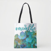 Aquamarin-blaugelb-rosa Hydrangeas Blume Magen Tasche (Vorderseite)