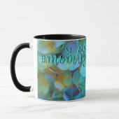 Aquamarin-blaugelb-rosa Hydrangeas Blume #momlife Tasse (Links)