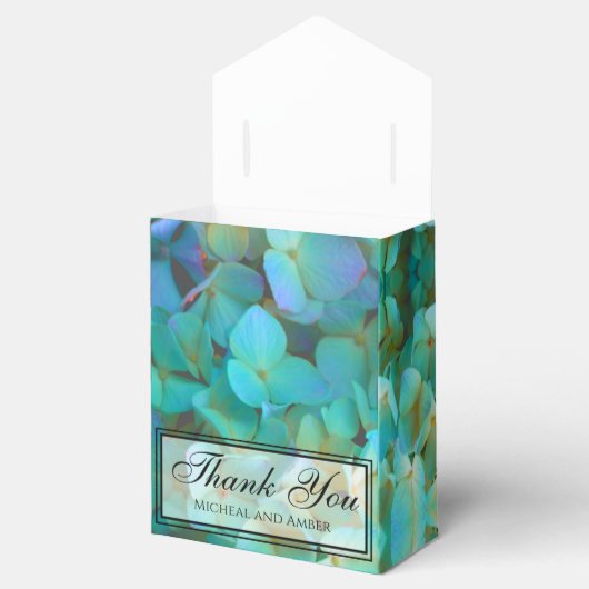 Aquamarin-blaugelbe Hydrangeas-Blume Geschenkschachtel (Geöffnet)