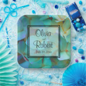 Aquamarin-blaugelbe Hydrangeas-Blume Pappteller (Party)