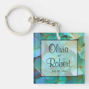 Aquamarin-blaugelbe Hydrangeas-Blume Schlüsselanhänger