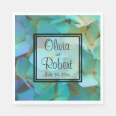 Aquamarin-blaugelbe Hydrangeas-Blume Serviette (Vorderseite)