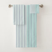 Aquamarin-blaugraue Streifen Badhandtuch Set (Insitu)