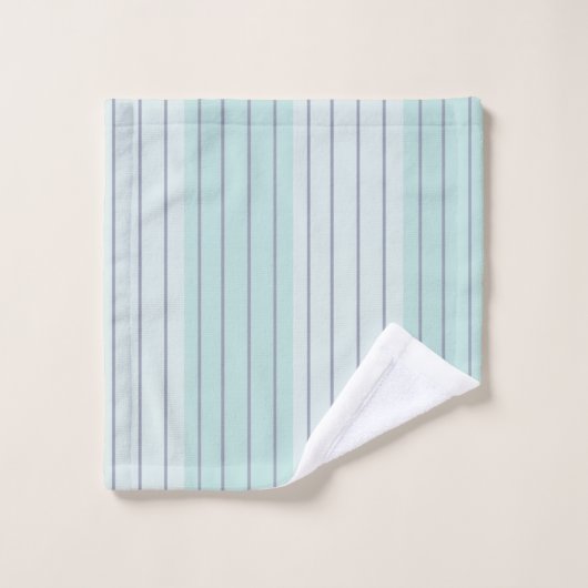 Aquamarin-blaugraue Streifen Badhandtuch Set (Waschlappen)