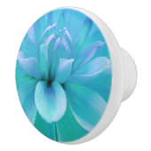 Aquamarin-blaugrüne Blume Blütenblätter Keramikknauf (Rechts)