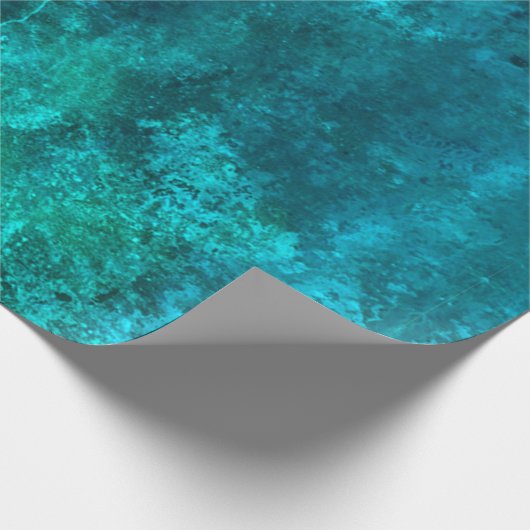 aquamarin blaugrüne, tief gesättigte rustikale Tex Geschenkpapier (Ecke)