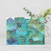 Aquamarin-blaurosa Hydrangeas Blumenkohl Brautpart Einladung (Stehend Vorderseite)