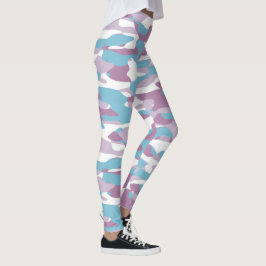 Aquamarin-blaurosa Lila-weißes Camouflage-Muster Leggings
