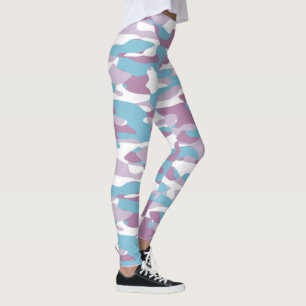 Aquamarin-blaurosa Lila-weißes Camouflage-Muster Leggings