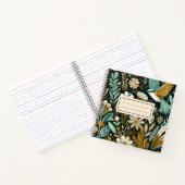 Aquamarin Bloom Notebook - dekorative Folk Birds Notizblock (Innenseite)