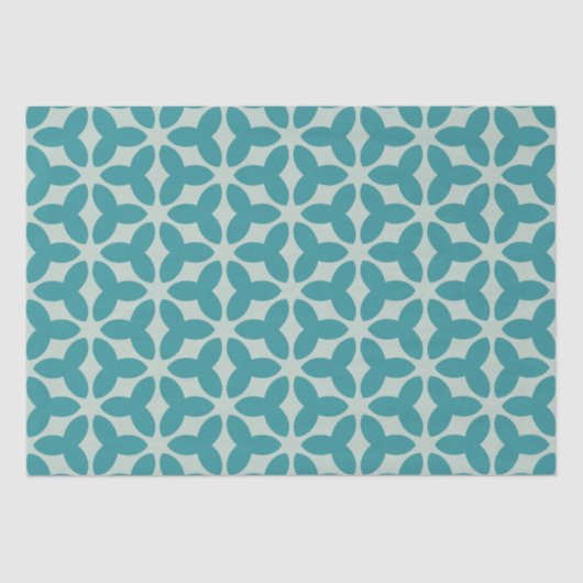 Aquamarin Blossom Symmetry Pastel Seidenpapier (Vorderseite)