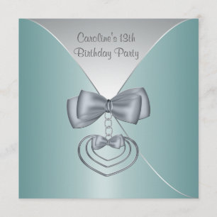 Aquamarin Blue 13. Geburtstagsparty Elegante Einla Einladung