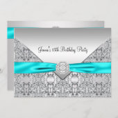 Aquamarin Blue 15. Quinceanera Geburtstag Einladung (Vorne/Hinten)