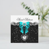 Aquamarin Blue 16 . Geburtstag Sweet 16 Party Einladung (Stehend Vorderseite)