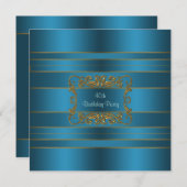 Aquamarin Blue 40. Geburtstag Party Einladung Aqua (Vorne/Hinten)