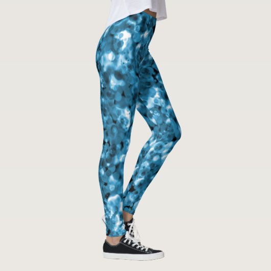 Aquamarin Blue Abstrakt Bubble Leggings (Rechts)
