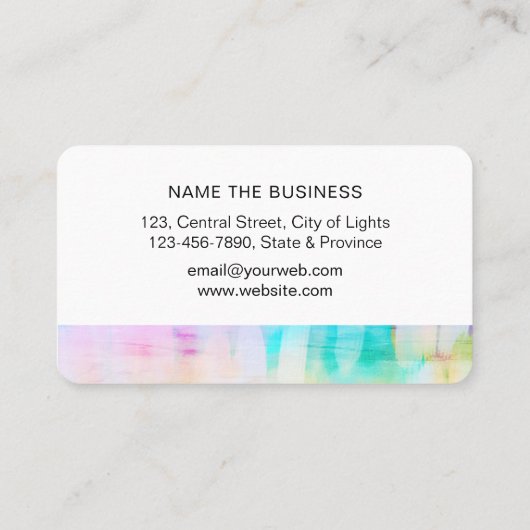 Aquamarin Blue Abstrakt Modern Watercolor Pinselst Visitenkarte (Rückseite)