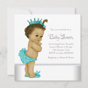 Aquamarin Blue African American Baby Girl Dusche Einladung