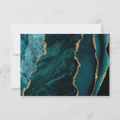 Aquamarin Blue Agate Gold Calligraphy Script Weddi RSVP Karte (Rückseite)