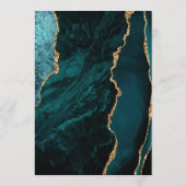 Aquamarin Blue Agate Gold Moderne Script Hochzeit Menükarte (Rückseite)