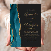 Aquamarin Blue Agate Gold Script Hochzeit