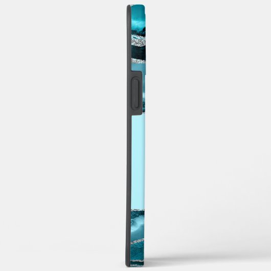 Aquamarin Blue Agate mit Silver Glitzer Mit Monogr Case-Mate iPhone Hülle (Rückseite / Rechts)