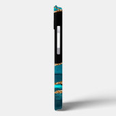 Aquamarin Blue Agate Monogram Script Stone Gold Bl Case-Mate iPhone Hülle (Rückseite / Links)