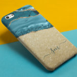 Aquamarin Blue Agate Monogram Script Stone Gold Case-Mate iPhone Hülle<br><div class="desc">Dieses Design ist auch auf anderen Telefonmodellen erhältlich. Wählen Sie Gerätetyp aus, um andere iPhone-, Samsung Galaxy- oder Google-Hüllen zu sehen. Einige Stile können geändert werden, indem Sie Style auswählen, wenn dies eine Option ist. Dieses Design kann in dem Bereich personalisiert werden, der durch das Ändern des Fotos und/oder Textes...</div>