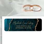Aquamarin Blue Agate Script Hochzeitskampagne Rück