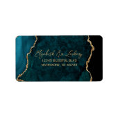 Aquamarin Blue Agate Script Wedding RSVP-Adresse Adressaufkleber (Vorne)