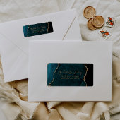 Aquamarin Blue Agate Script Wedding RSVP-Adresse Adressaufkleber