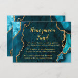 Aquamarin Blue and Gold Agate Honeymoon Fund Begleitkarte<br><div class="desc">Diese elegante und glamouröse Honeymoon Fond-Kapselkarte besticht durch einen aquamarinen Marmorhintergrund in blau agate Marmor mit Imitaten mit Goldakzenten für Glitzer. Der Text kombiniert handgeschriebene Skripte mit modernen serifenlosen Schriftart für ein elegantes und raffiniertes Aussehen. Dies ist perfekt für Herbst- und Winterhochzeiten.</div>