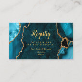 Aquamarin Blue and Gold Agate Wedding Registry Begleitkarte (Vorderseite)
