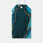 Aquamarin Blue and Gold Agate Wedding Vielen Dank Geschenkanhänger (Rückseite)