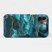 Aquamarin Blue and Gold Glitzer Agate Case-Mate iPhone Hülle (Rückseite (Horizontal))