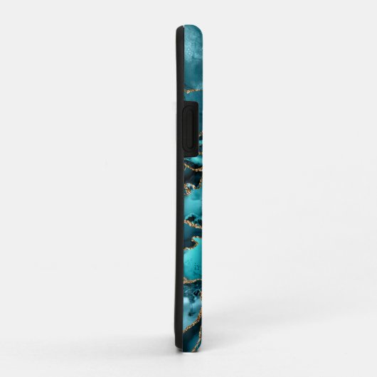 Aquamarin Blue and Gold Glitzer Agate Case-Mate iPhone Hülle (Hinten/Rechts)