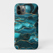 Aquamarin Blue and Gold Glitzer Agate Case-Mate iPhone Hülle (Rückseite)