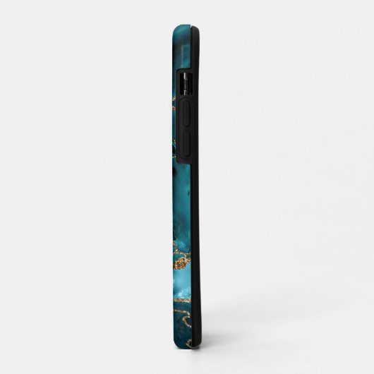 Aquamarin Blue and Gold Glitzer Agate Case-Mate iPhone Hülle (Hinten/Links)