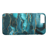Aquamarin Blue and Gold Glitzer Agate Case-Mate iPhone Hülle (Rückseite (Horizontal))