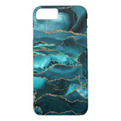 Aquamarin Blue and Gold Glitzer Agate Case-Mate iPhone Hülle (Rückseite)